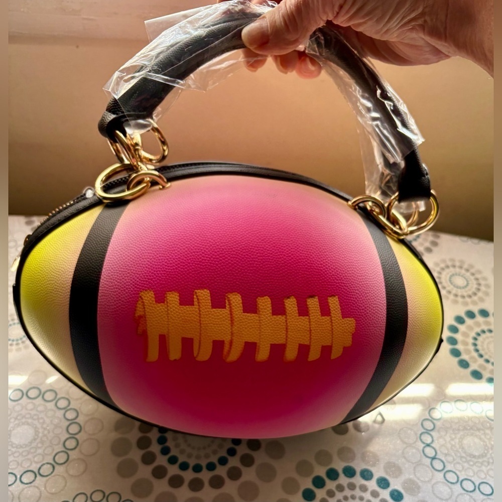 NWT-Football Shaped Purse 
Fun Shoulder Bag Crossbody
Gold chain hardware